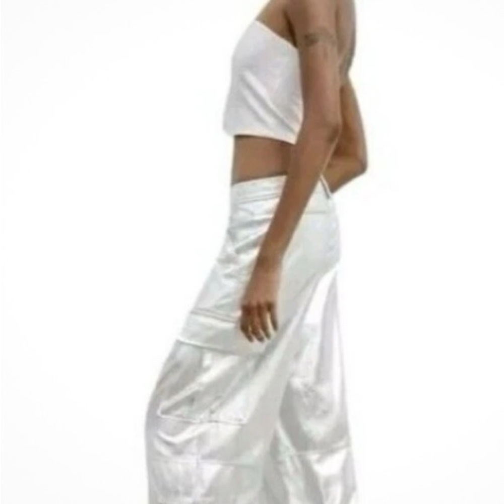 Zara Shimmering Silver Skirt